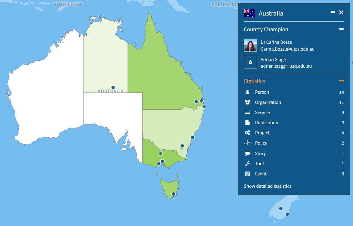 This picture shows the OER World Map for Australia