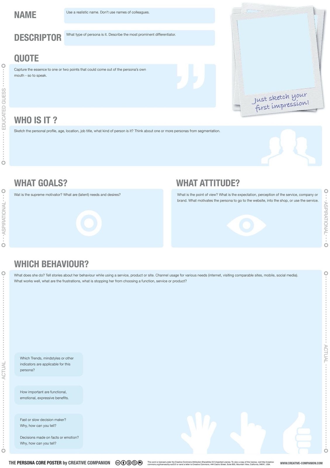 Image of an example persona worksheet.