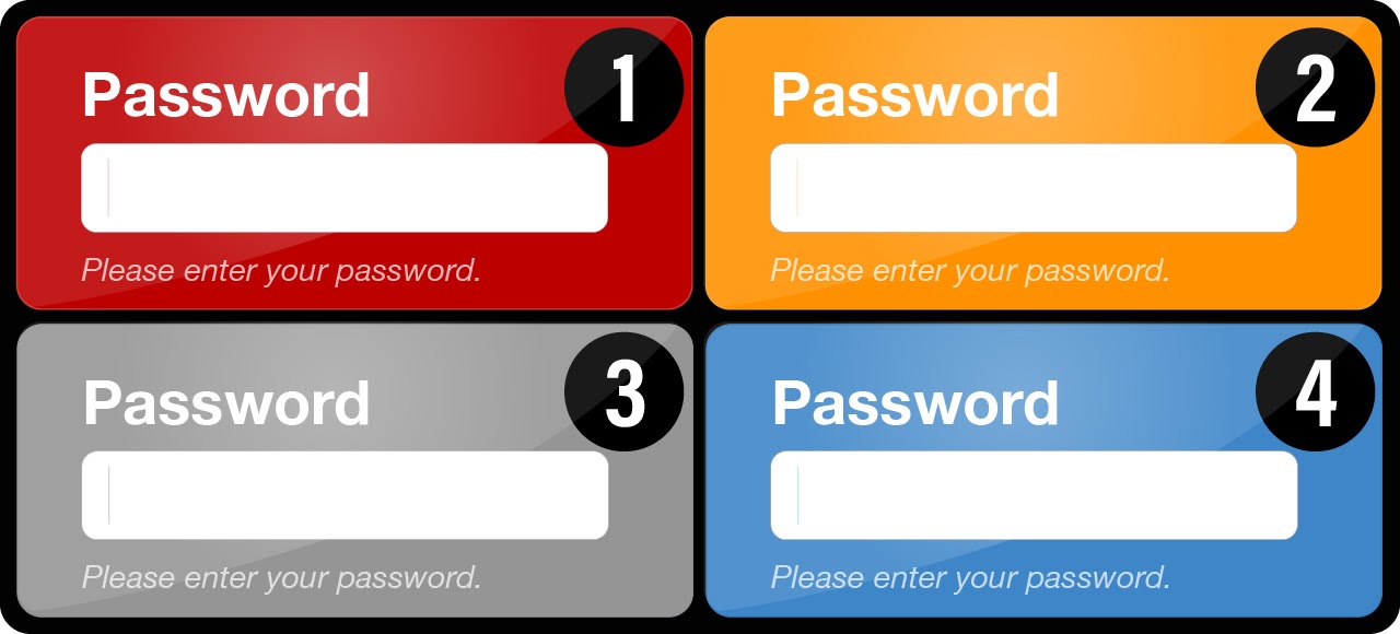 Multi-colored password interfaces