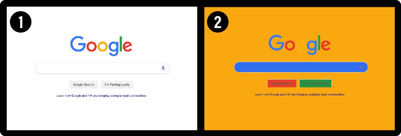 Different colored Google interfaces